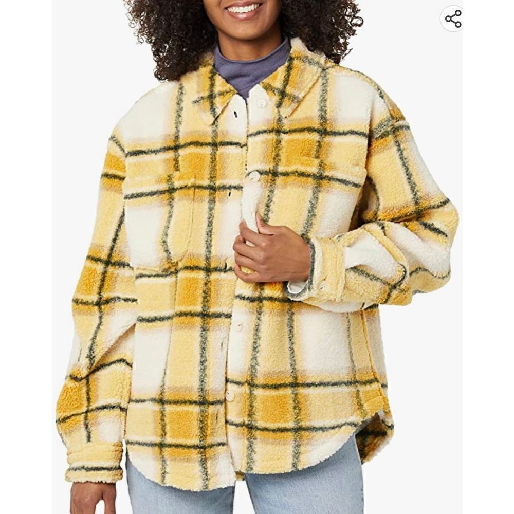 Bandier Women's Sincerely Jules X Aspen Sherpa in Amber Plaid Size Large